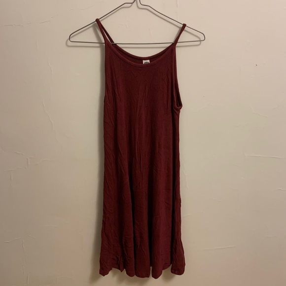 Old Navy women's strapless burgundy ribbed midi tank dress, size small - Picture 1 of 3